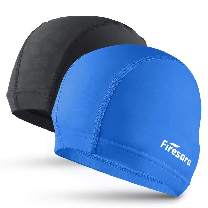 Firesara Fabric Swim Cap, High Elasticity Swimming Cap Keeps Hair Clean Breathable Fit Both Long Hair Short Hair, Swim Caps Woman Girls Men Kids One Size Hat - Image 1